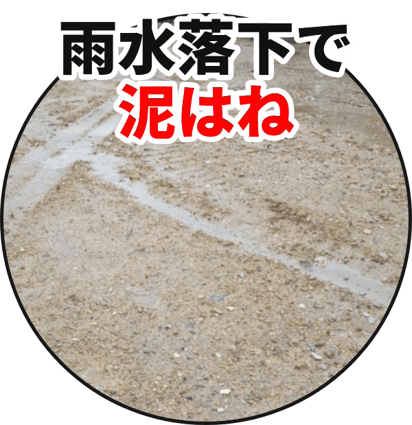 雨水落下で泥はね